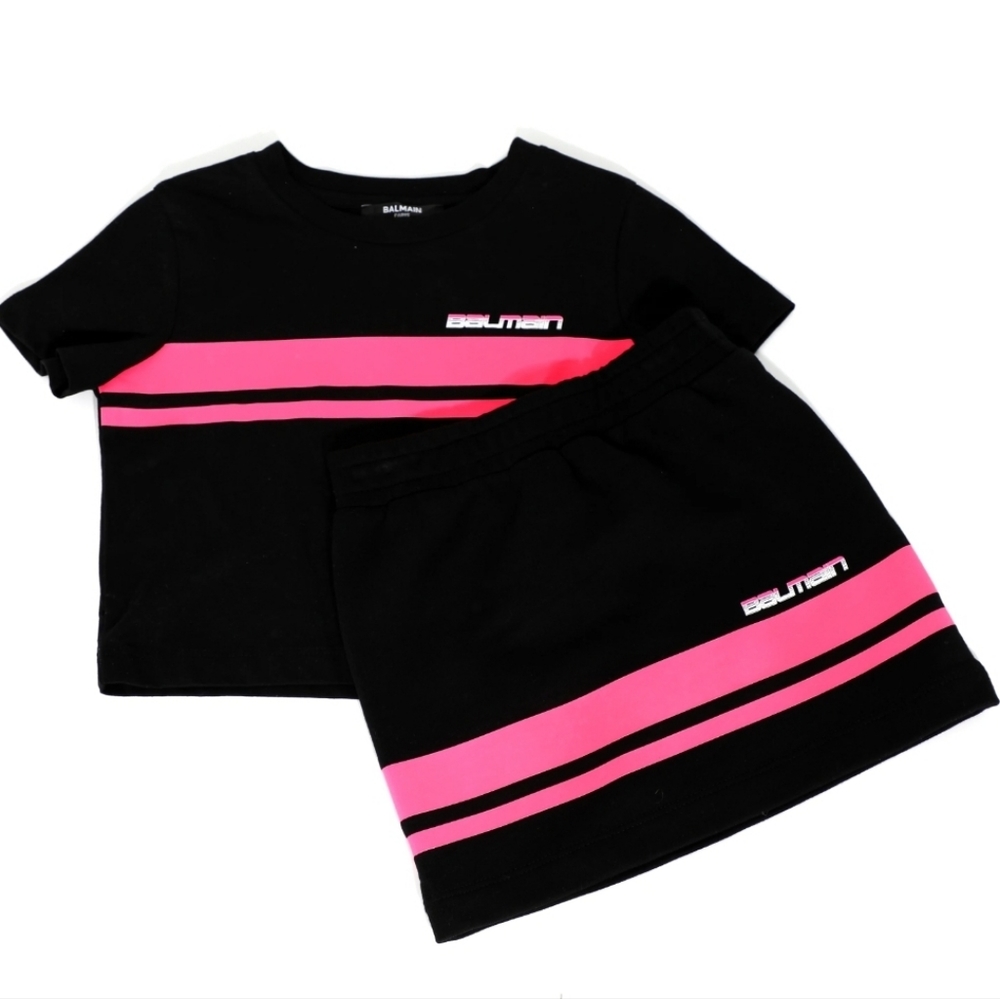 Balmain Black and Hot Pink Kids Matching Set